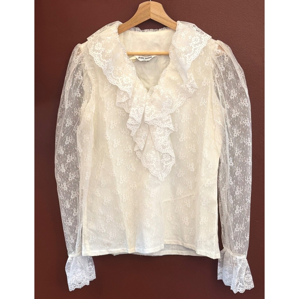 Vintage Judy Bond Lace Blouse Victorian Cottagecore Coquette Romantic Victorian
